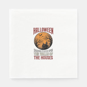 Vintage Halloween Haunted House Moon Shirt Design_ Napkin
