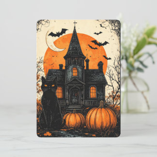 Vintage Halloween Haunted House Party Invitation