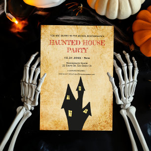 Vintage Halloween Haunted house party Invitation