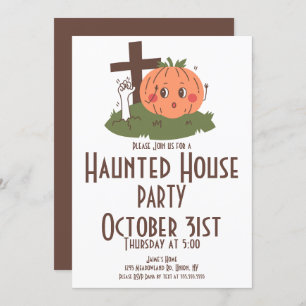 Vintage Halloween Haunted House Pumpkin Invitation