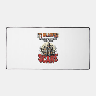 Vintage Halloween Haunted House Scare Shirt Design Desk Mat