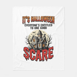 Vintage Halloween Haunted House Scare Shirt Design Fleece Blanket