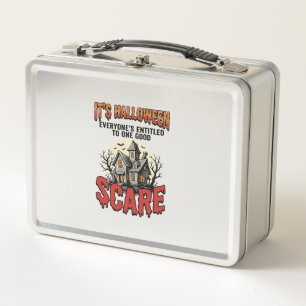 Vintage Halloween Haunted House Scare Shirt Design Metal Lunch Box