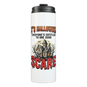 Vintage Halloween Haunted House Scare Shirt Design Thermal Tumbler