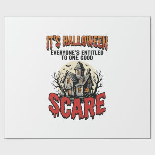 Vintage Halloween Haunted House Scare Shirt Design Wrapping Paper