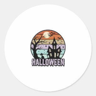Vintage Halloween Haunted House Shirt Design_1 Classic Round Sticker
