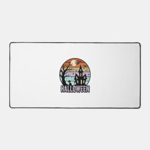 Vintage Halloween Haunted House Shirt Design_1 Desk Mat