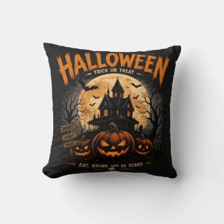 Vintage Halloween Haunted House Spooky Night Trick Cushion