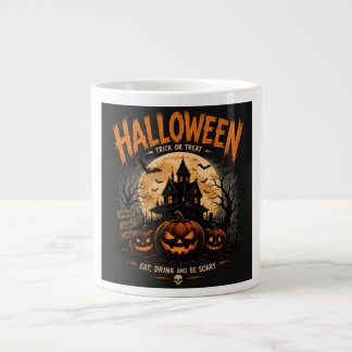 Vintage Halloween Haunted House Spooky Night Trick Large Coffee Mug