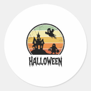 Vintage Halloween Haunted House Sunset Shirt Desig Classic Round Sticker