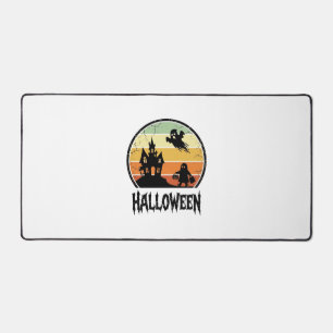Vintage Halloween Haunted House Sunset Shirt Desig Desk Mat