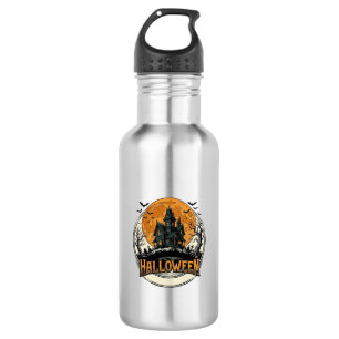 Vintage Halloween Haunted House Vector Design_1 532 Ml Water Bottle
