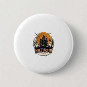 Vintage Halloween Haunted House Vector Design_1 6 Cm Round Badge
