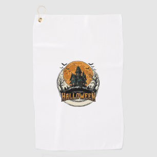 Vintage Halloween Haunted House Vector Design_1 Golf Towel