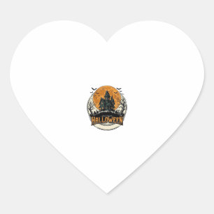 Vintage Halloween Haunted House Vector Design_1 Heart Sticker