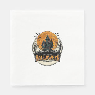 Vintage Halloween Haunted House Vector Design_1 Napkin