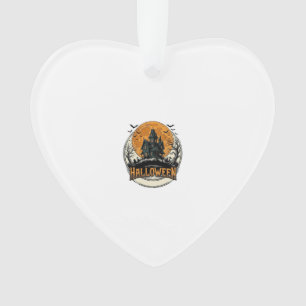 Vintage Halloween Haunted House Vector Design_1 Ornament