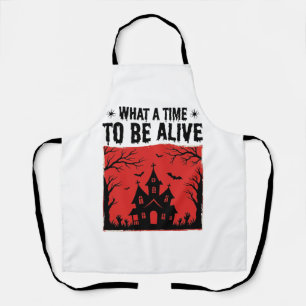 Vintage Halloween Haunted House What A Time Shirt Apron