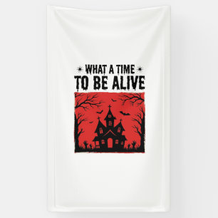 Vintage Halloween Haunted House What A Time Shirt Banner