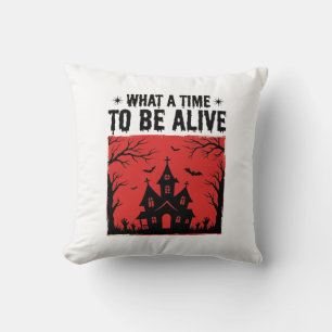 Vintage Halloween Haunted House What A Time Shirt Cushion