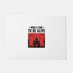 Vintage Halloween Haunted House What A Time Shirt Doormat