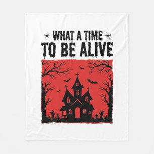 Vintage Halloween Haunted House What A Time Shirt Fleece Blanket