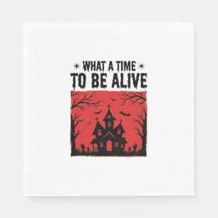 Vintage Halloween Haunted House What A Time Shirt Napkin