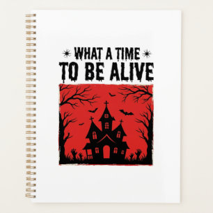 Vintage Halloween Haunted House What A Time Shirt Planner