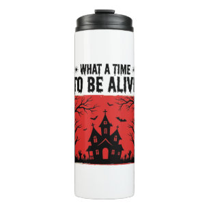 Vintage Halloween Haunted House What A Time Shirt Thermal Tumbler