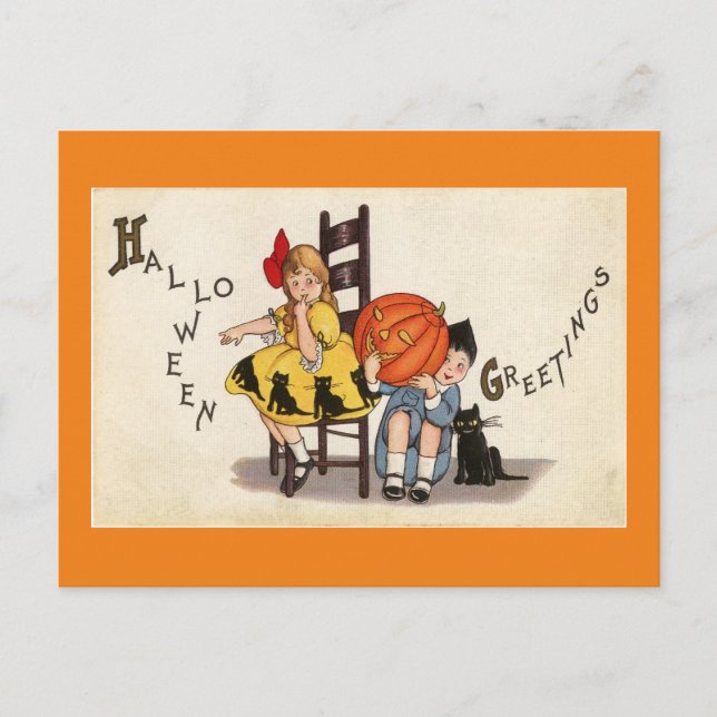 Vintage Halloween Holiday Postcard (Front)