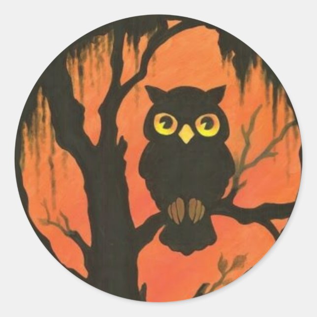 Vintage Halloween Hoot Owl Stickers (Front)