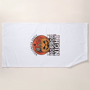 Vintage Halloween Horror Night Pumpkin Shirt Desig Beach Towel