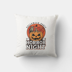 Vintage Halloween Horror Night Pumpkin Shirt Desig Cushion