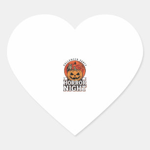 Vintage Halloween Horror Night Pumpkin Shirt Desig Heart Sticker
