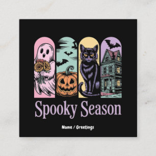 Vintage Halloween Horror Spooky Season Cute Creepy Square Business Card