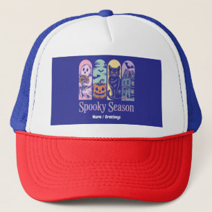 Vintage Halloween Horror Spooky Season Cute Creepy Trucker Hat