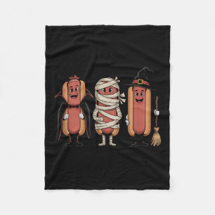 Vintage Halloween Hotdog Vampire Witch Mummy  Fleece Blanket