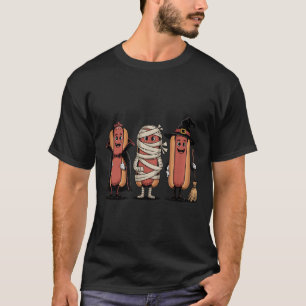 Vintage Halloween Hotdog Vampire Witch Mummy T-Shirt