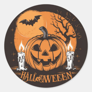 Vintage Halloween Illustration Classic Round Sticker