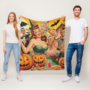 Vintage Halloween Illustration Fleece Blanket