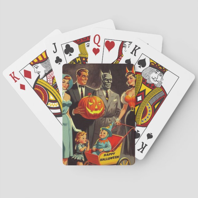 Vintage Halloween Illustration Playing Cards (Back)