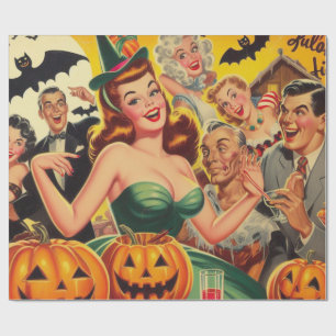 Vintage Halloween Illustration Wrapping Paper