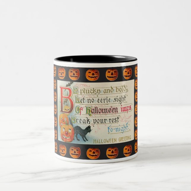 Vintage Halloween Imp Two-Tone Coffee Mug (Center)