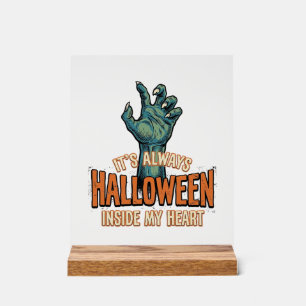 Vintage Halloween Inside My Heart Monster Hand Des Acrylic Sign