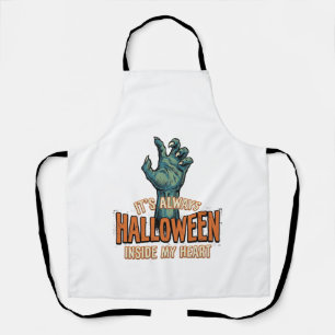 Vintage Halloween Inside My Heart Monster Hand Des Apron