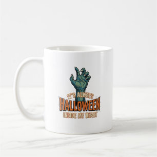 Vintage Halloween Inside My Heart Monster Hand Des Coffee Mug