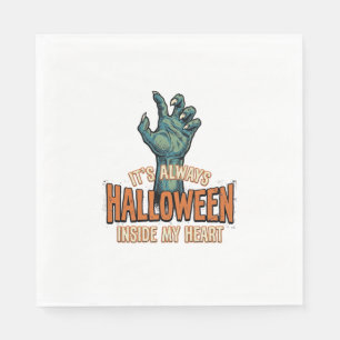 Vintage Halloween Inside My Heart Monster Hand Des Napkin