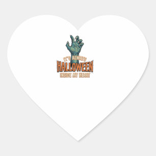 Vintage Halloween Inside My Heart Monster Hand Des Sticker