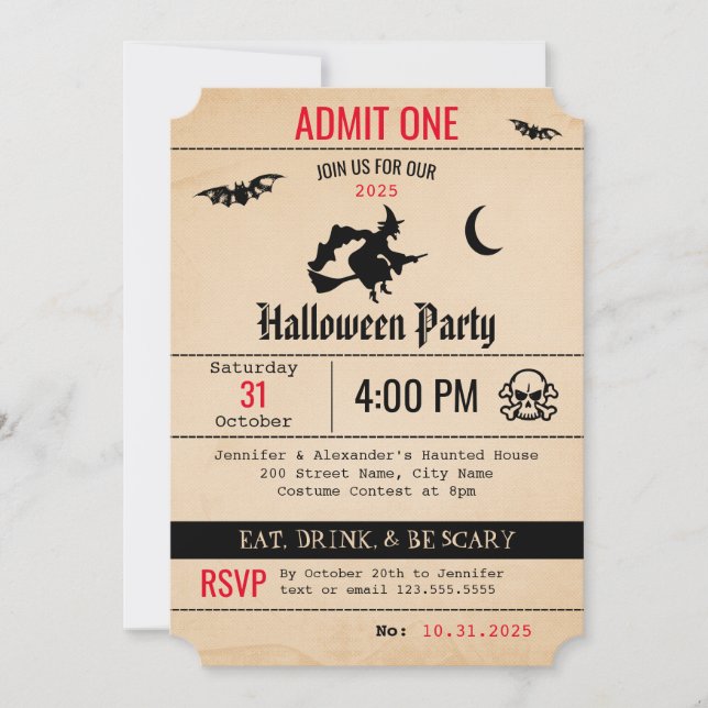Vintage Halloween Invitation (Front)