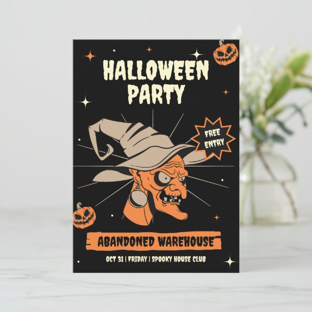 Vintage Halloween Invitation, Halloween Night  Invitation (Standing Front)